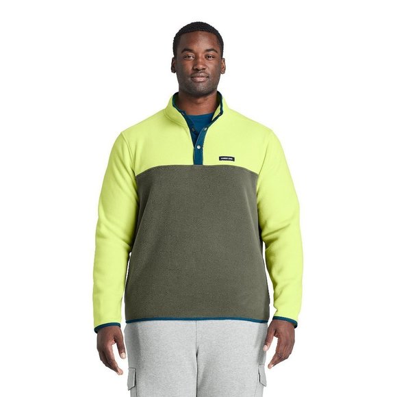 Lands' End Men's Big and Tall Heritage Fleece Snap Neck Pullover - Picture 2 of 5